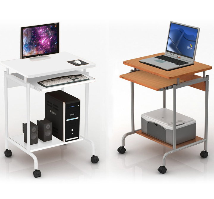Scrivania Mobile ''Compact'' per Computer Ripiano Tastiera Scorrevole Bianco - Techly ICA-TB S005W