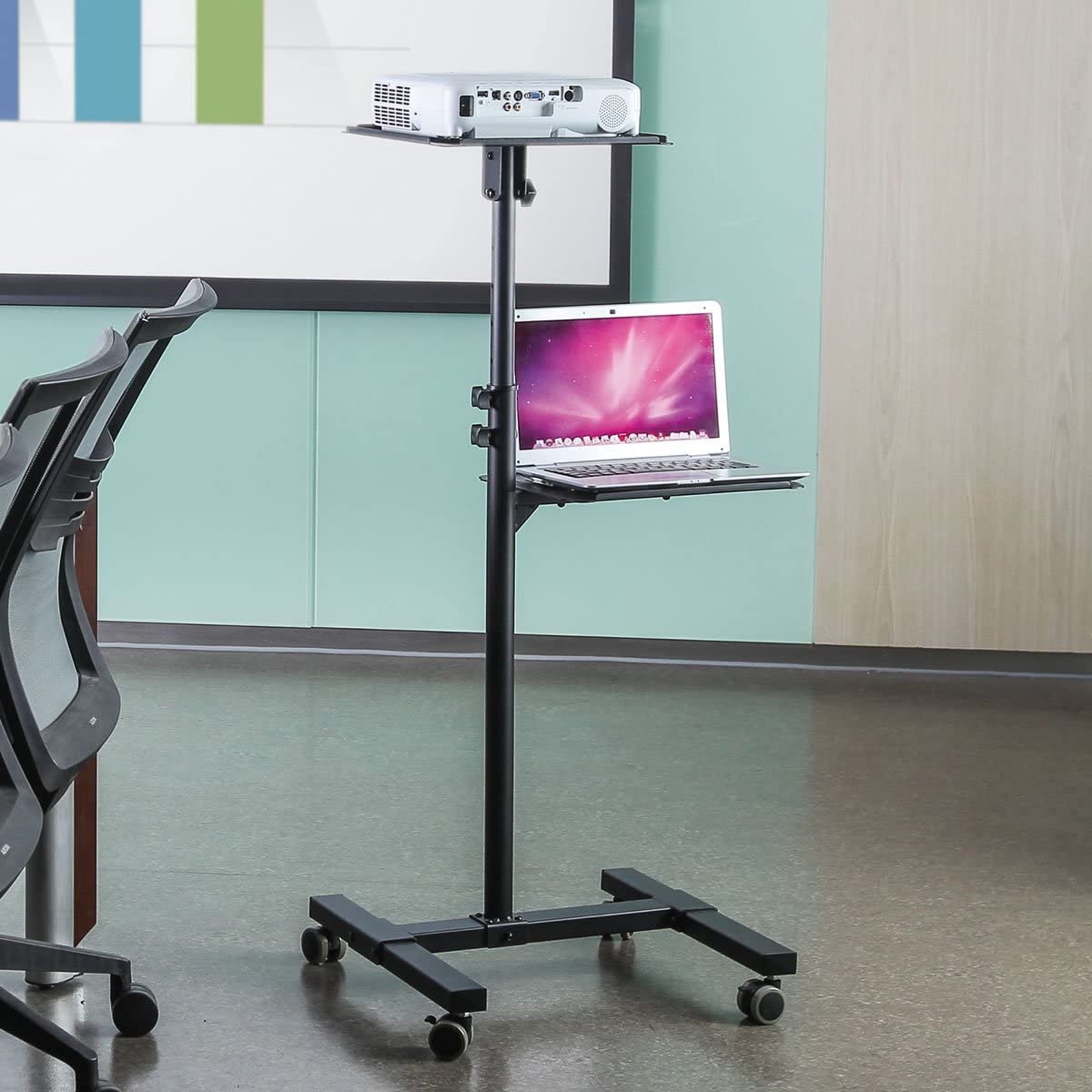 Carrello per Proiettore Notebook Regolabile con Mensola - Techly ICA-TB TPM-10