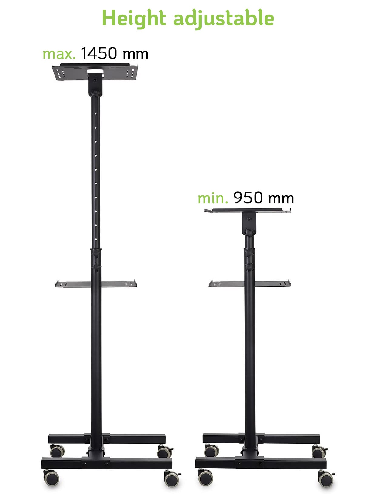 Carrello per Proiettore Notebook Regolabile con Mensola - Techly ICA-TB TPM-10