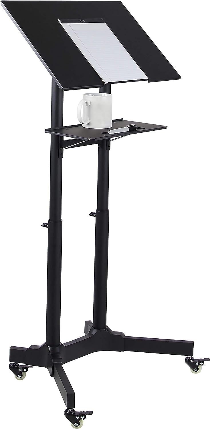 Postazione di Lavoro Supporto Laptop con Mensola Altezza Regolabile - Techly ICA-TB TPM-1BK