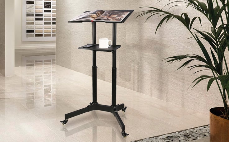 Postazione di Lavoro Supporto Laptop con Mensola Altezza Regolabile - Techly ICA-TB TPM-1BK