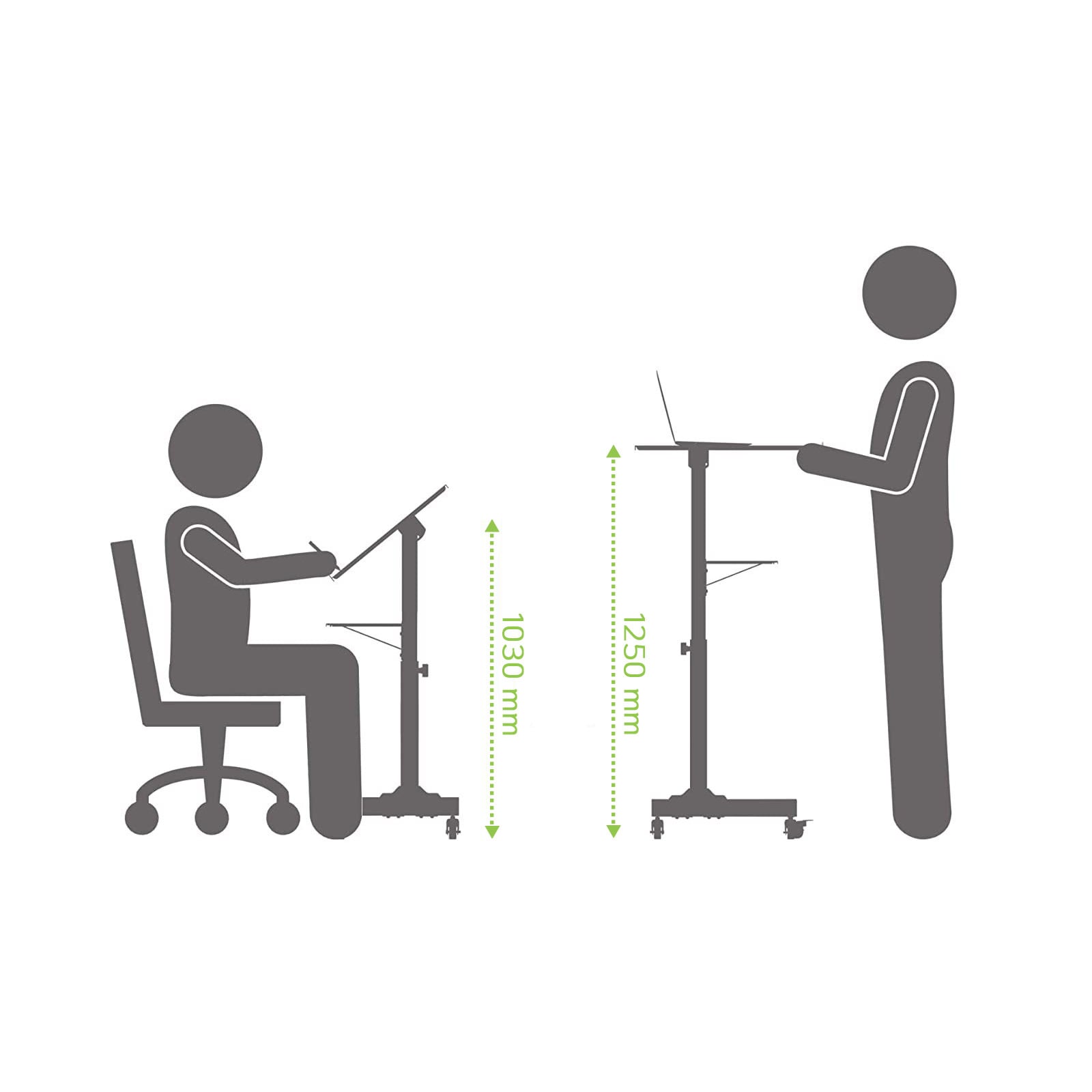 Postazione di Lavoro Supporto Laptop con Mensola Altezza Regolabile - Techly ICA-TB TPM-1BK