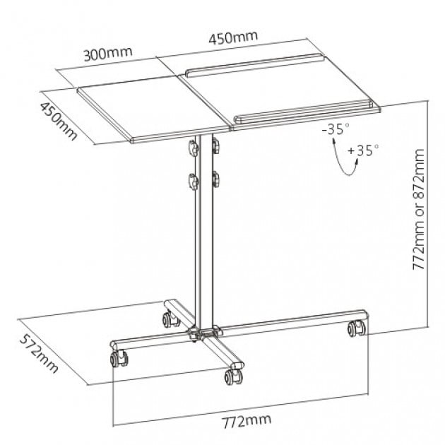 Carrello per Proiettore e Notebook a Due Ripiani Regolabile in Altezza - Techly ICA-TB TPM-2