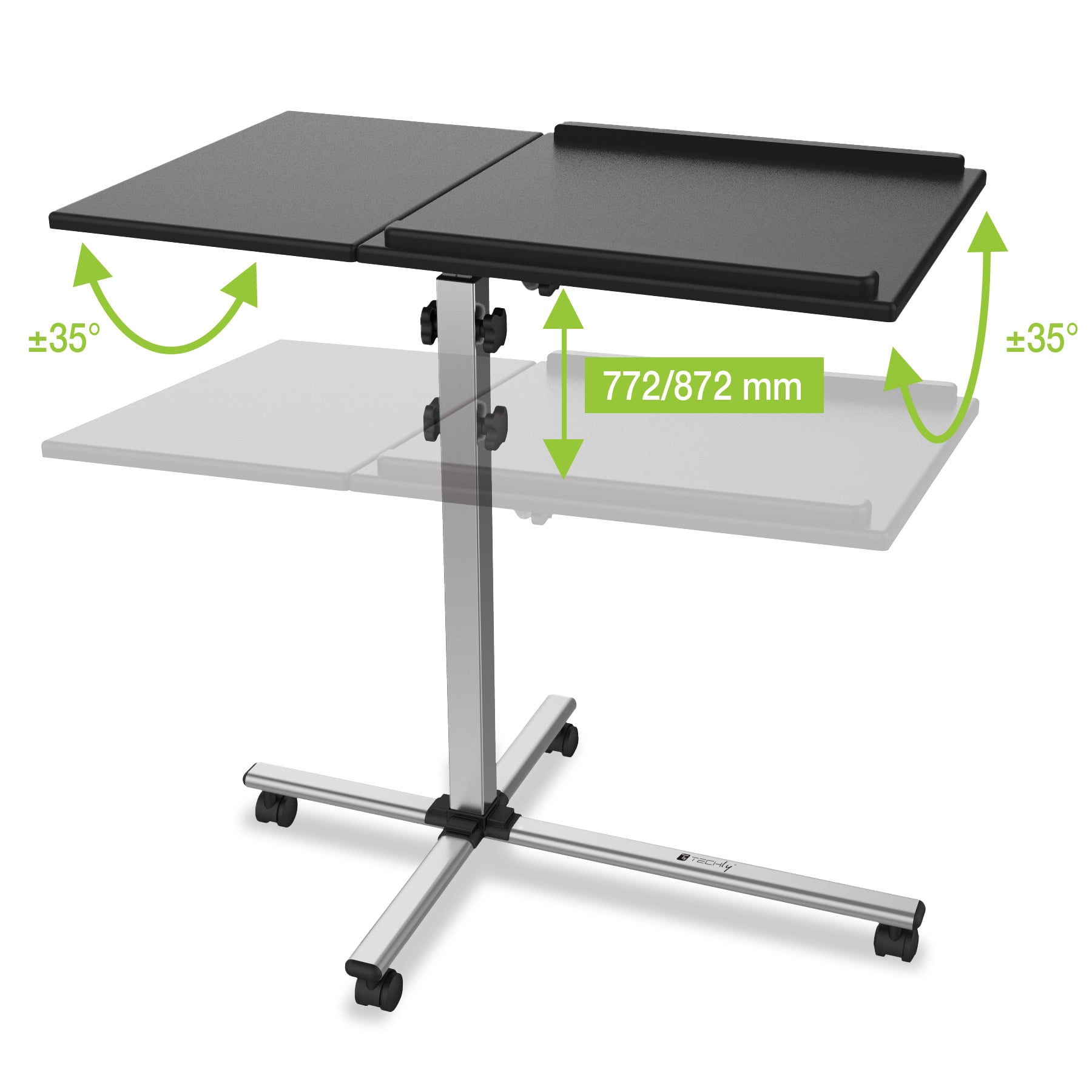 Carrello per Proiettore e Notebook a Due Ripiani Regolabile in Altezza - Techly ICA-TB TPM-2