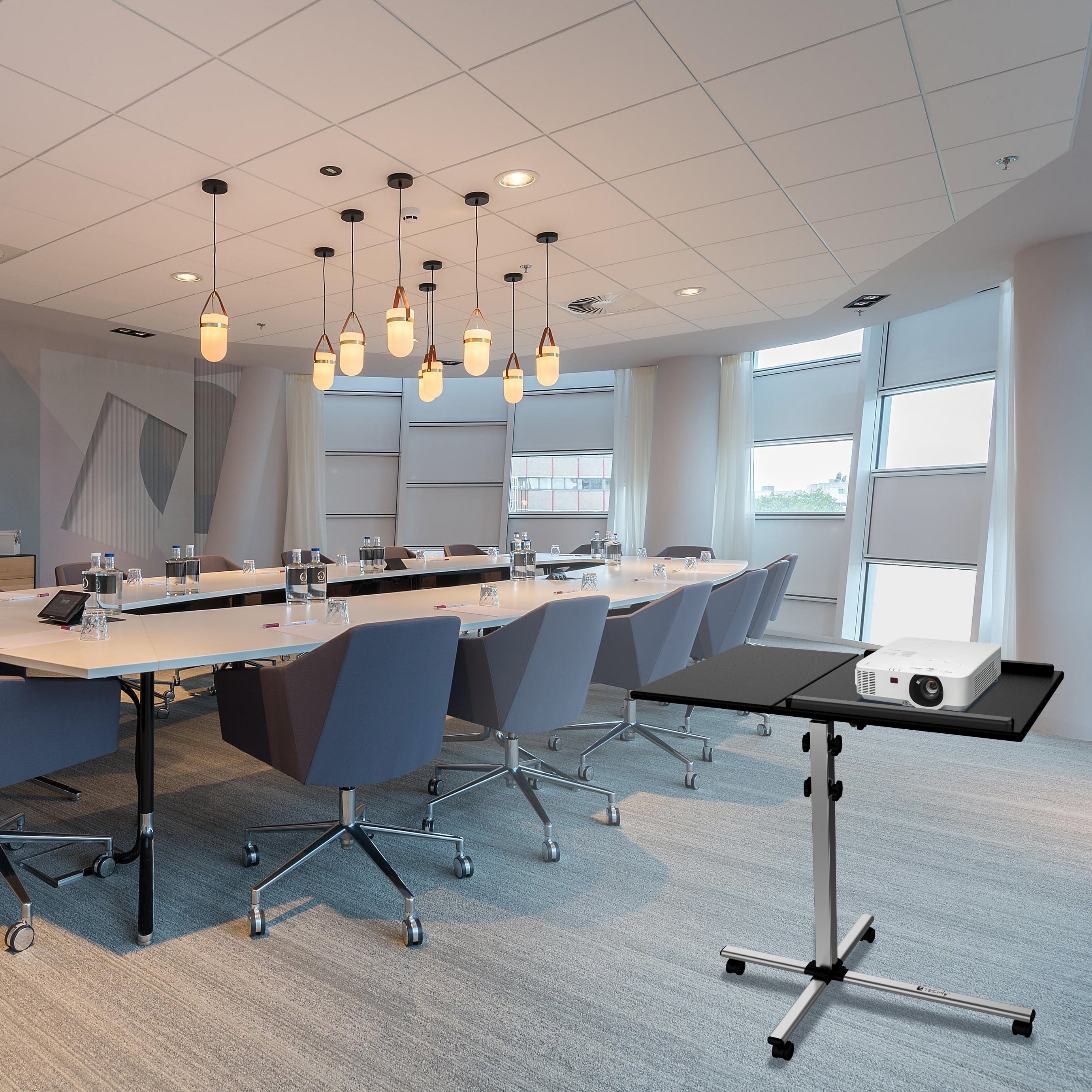 Carrello per Proiettore e Notebook a Due Ripiani Regolabile in Altezza - Techly ICA-TB TPM-2