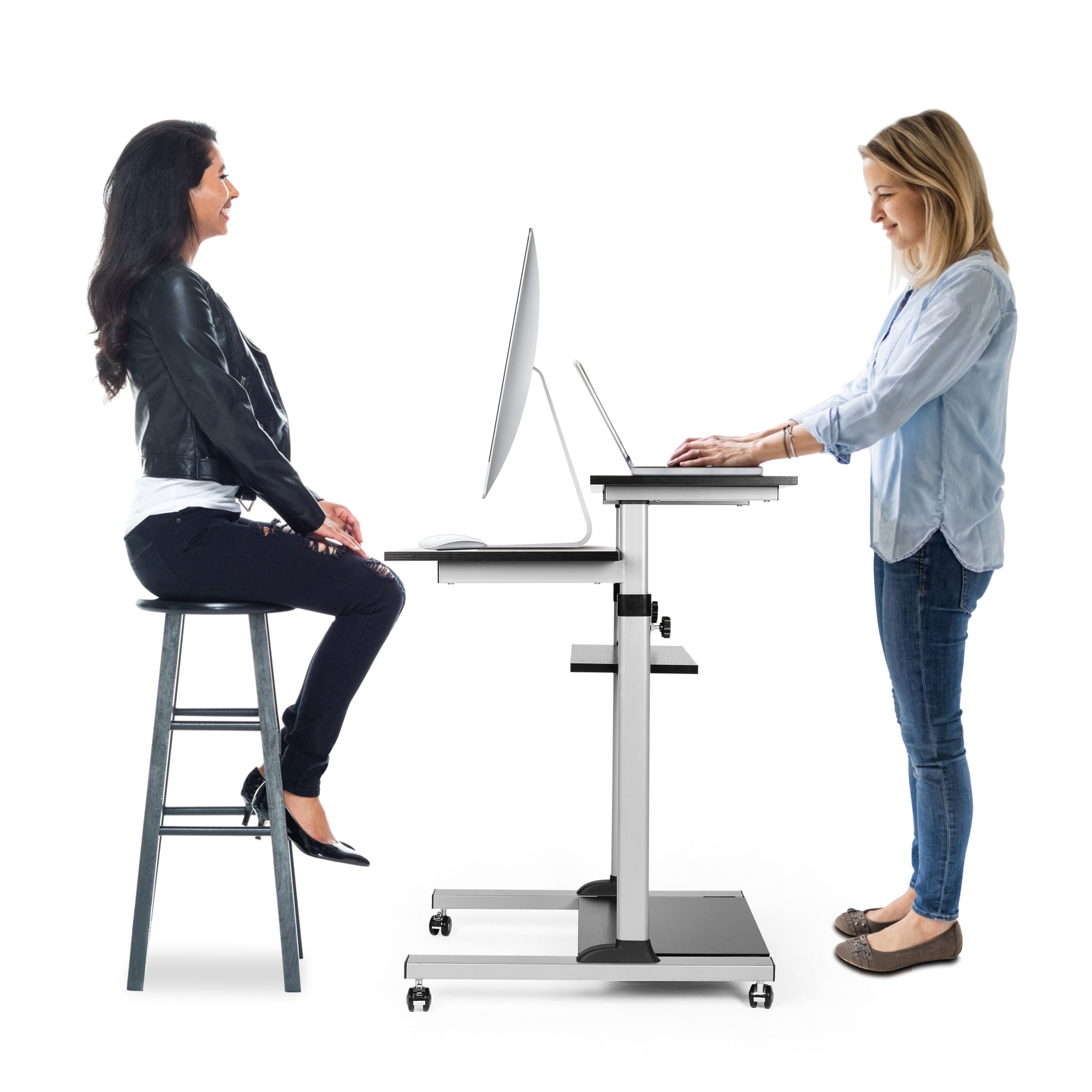 Postazione di Lavoro Carrello PC Laptop con Mensole Altezza Regolabile - Techly ICA-TB TPM-3