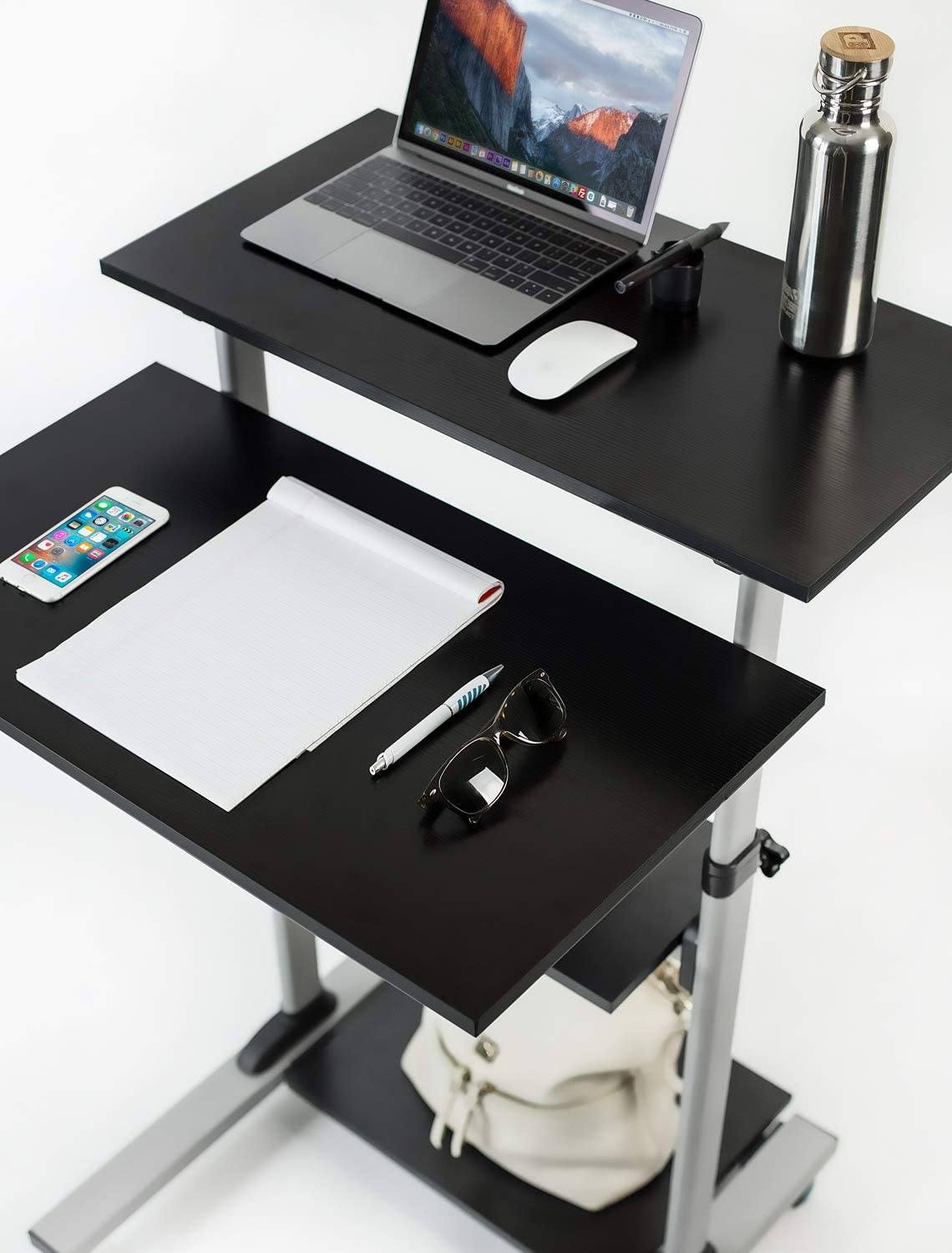 Postazione di Lavoro Carrello PC Laptop con Mensole Altezza Regolabile - Techly ICA-TB TPM-3