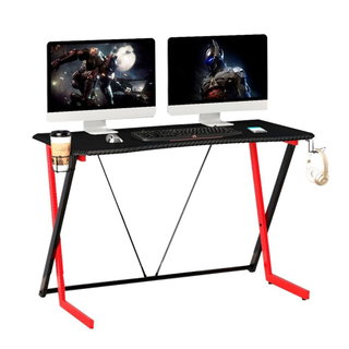 Ergonomic Gaming desk with glass and headphone holder - Techly ICA-TB-G 003