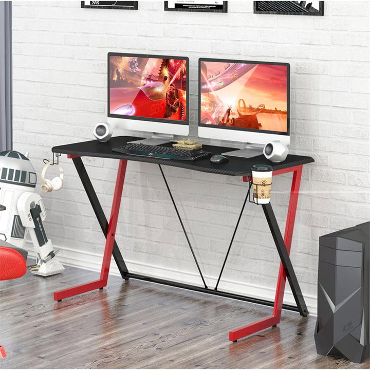 Scrivania Gaming Ergonomica con Porta Bicchiere e Cuffie - Techly ICA-TB-G003