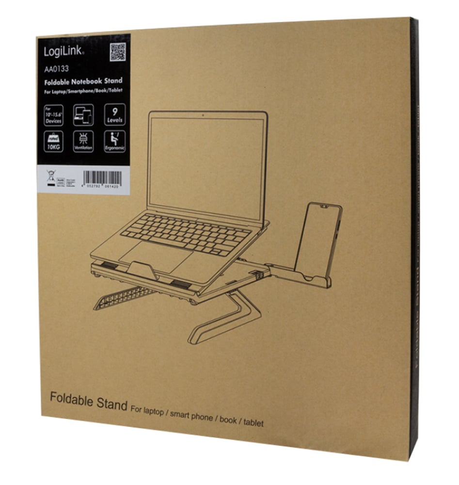 Supporto per Notebook e Tablet 10-15.6'' Ergonomico Nero - Logilink ICA-TBL 133