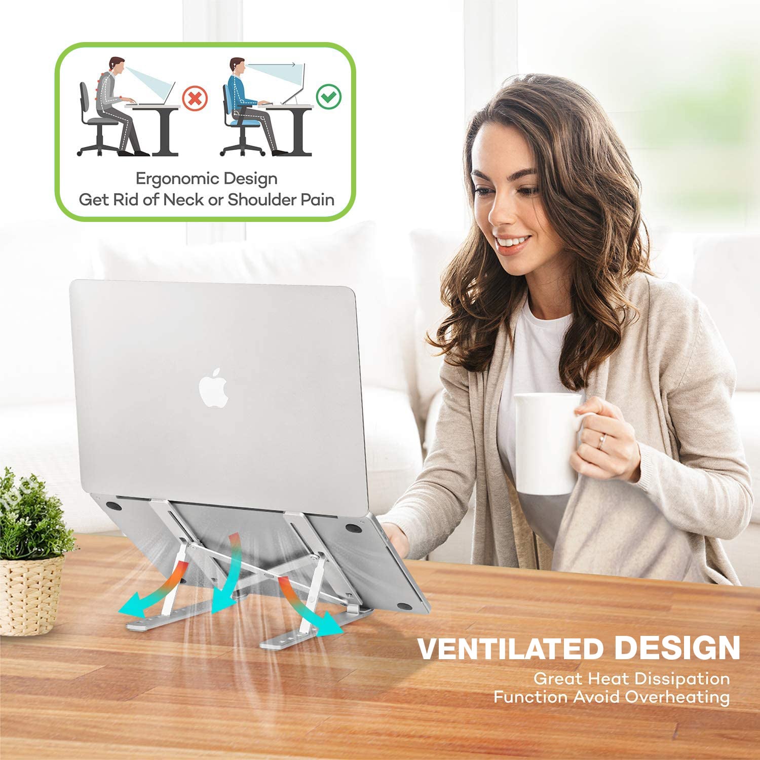 Supporto Pieghevole in Alluminio per Notebook Tablet e Smartphone da 10'' a 16'' - Techly ICA-TBL 134TY