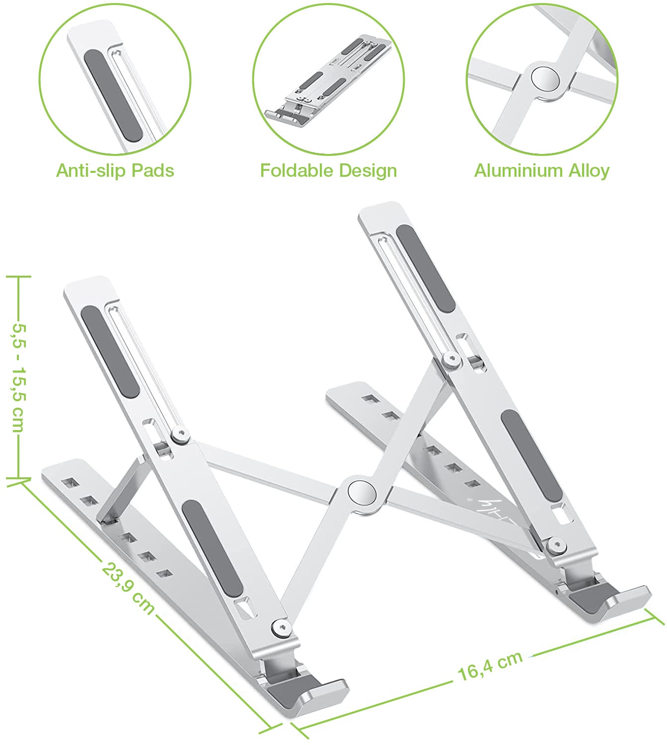 Supporto Pieghevole in Alluminio per Notebook Tablet e Smartphone da 10'' a 16'' - Techly ICA-TBL 134TY