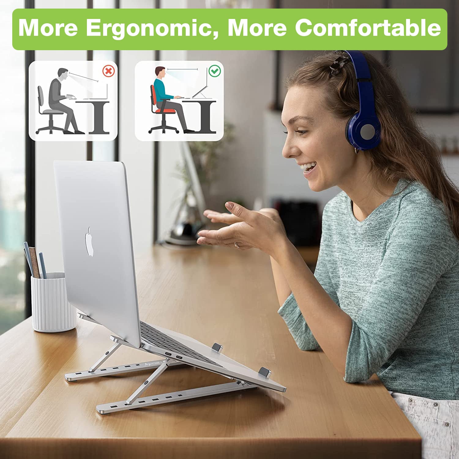 Supporto Pieghevole in Alluminio per Notebook Tablet e Smartphone da 10'' a 16'' - Techly ICA-TBL 134TY