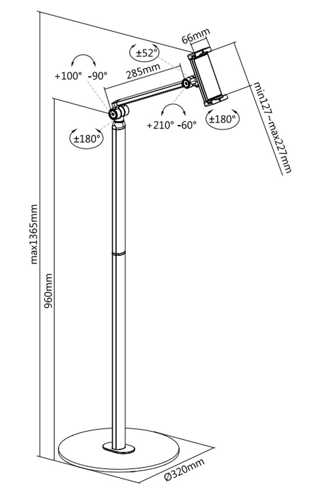 Support for tilt and swivel floor for 4.7 - 12.9 " - Logilink ICA-TBL 154