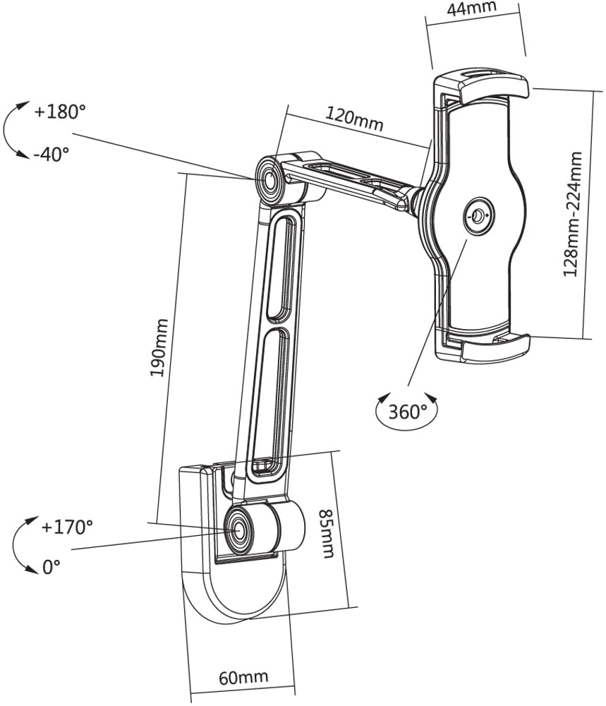 Extensible Support for Tablet and iPad 4.7 "- 12.9" from Wall or Underpensible - Techly ICA-TBL 2802