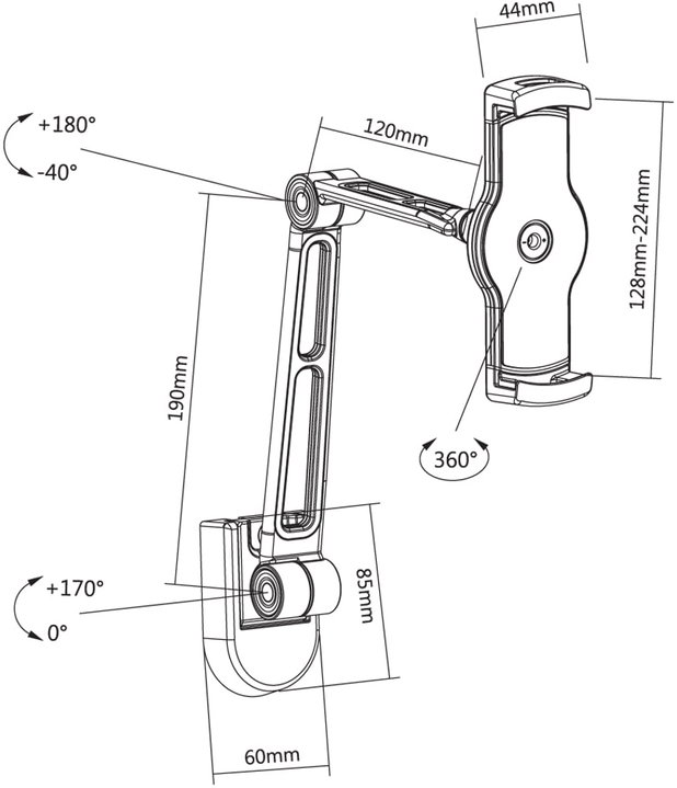 Supporto Estensibile per Tablet e iPad 4.7"-12.9" da Muro o Sottopensile - Techly ICA-TBL 2802