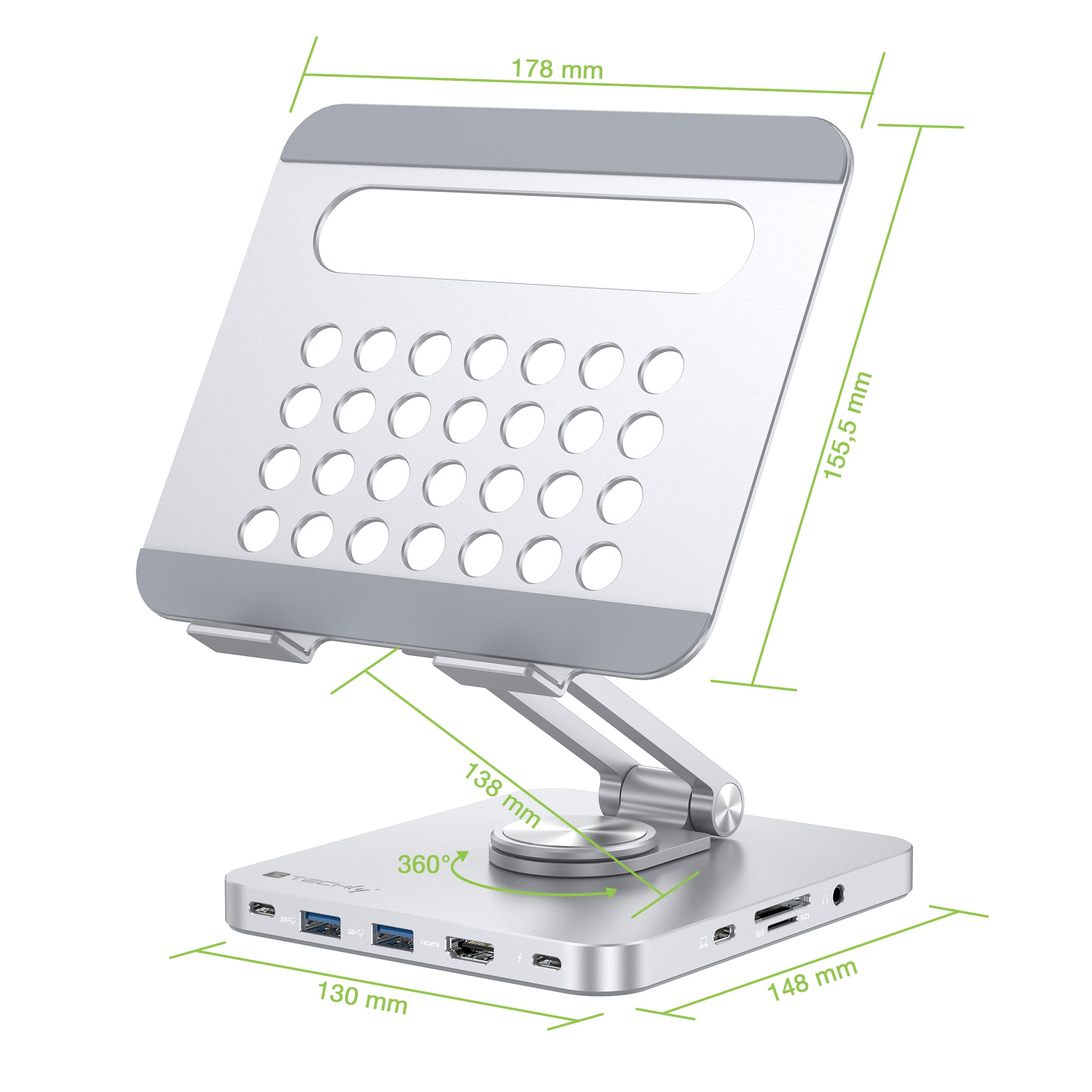 Support for Tablet Hub Docking Station USB-C 8 in 1 - Techly ICA-TBL DOCK 81