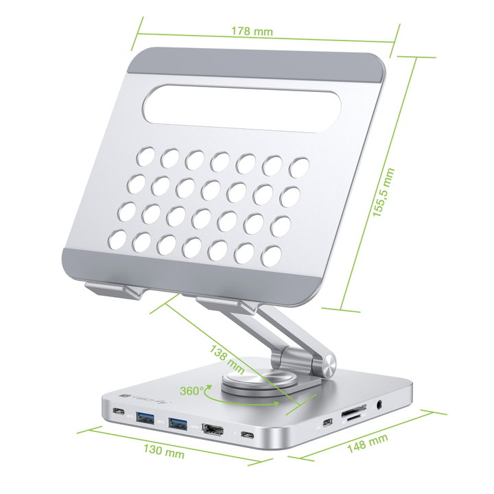 Supporto per Tablet Hub Docking Station USB-C 8 in 1 - Techly ICA-TBL DOCK81