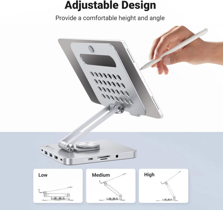Supporto per Tablet Hub Docking Station USB-C 8 in 1 - Techly ICA-TBL DOCK81