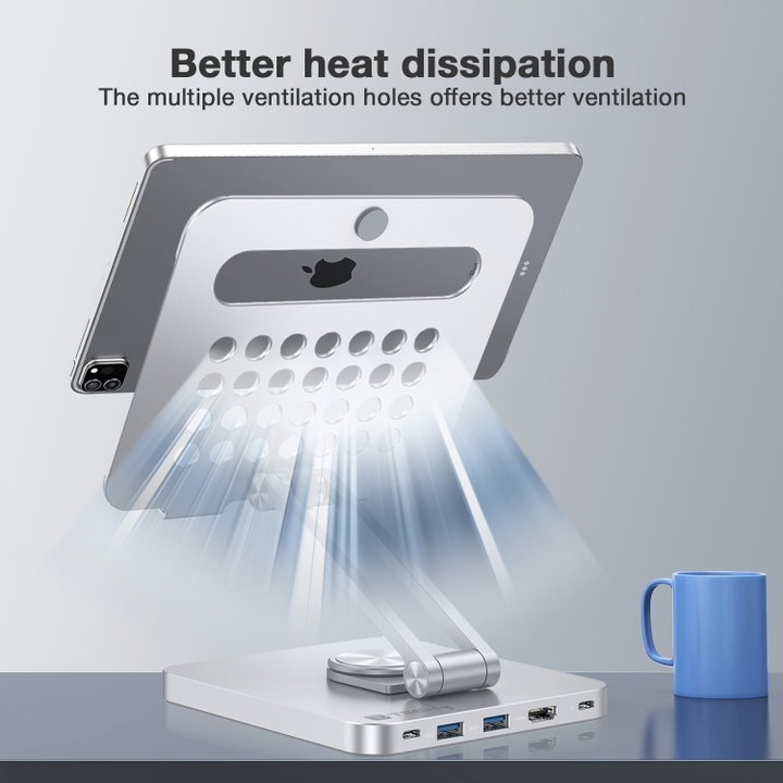 Supporto per Tablet Hub Docking Station USB-C 8 in 1 - Techly ICA-TBL DOCK81