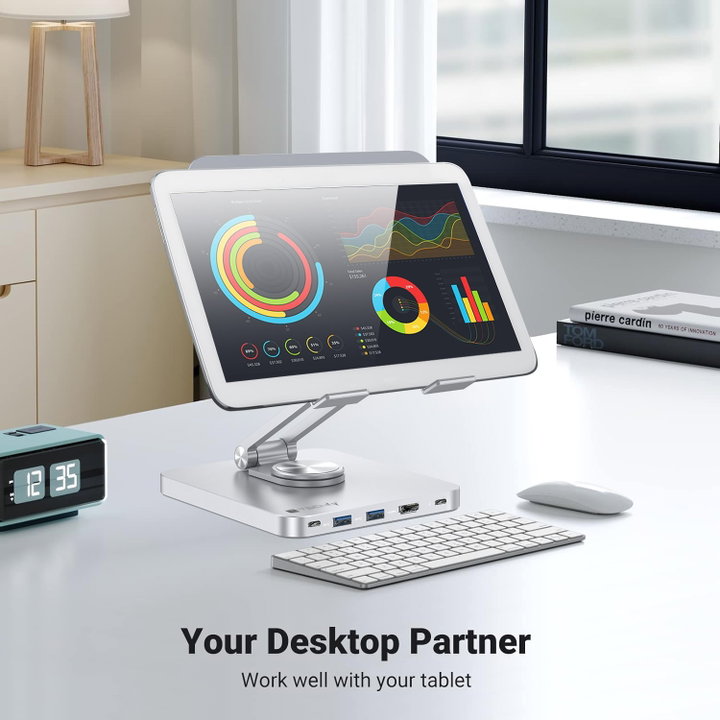 Supporto per Tablet Hub Docking Station USB-C 8 in 1 - Techly ICA-TBL DOCK81