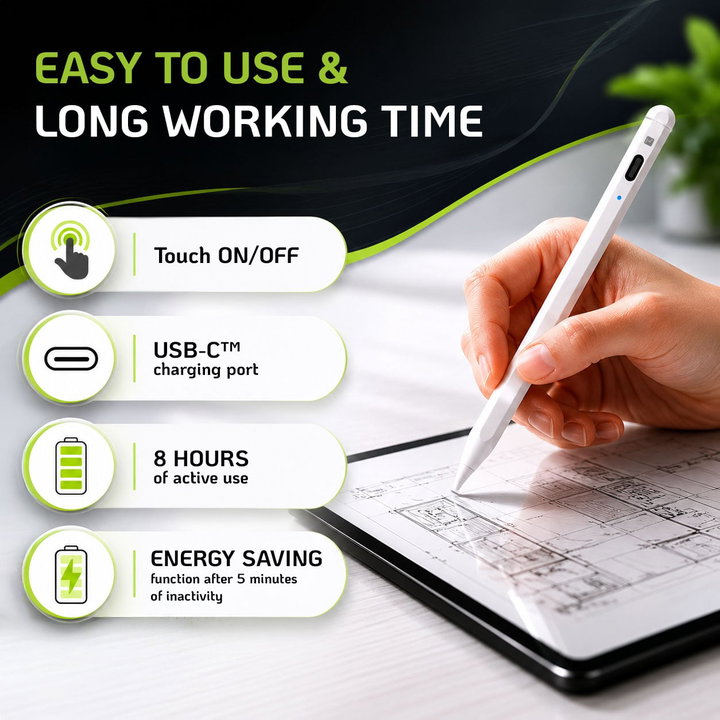 Penna Touch Attiva Magnetica Bianca per iPad/iPhone - Techly ICA-TBL PEN53