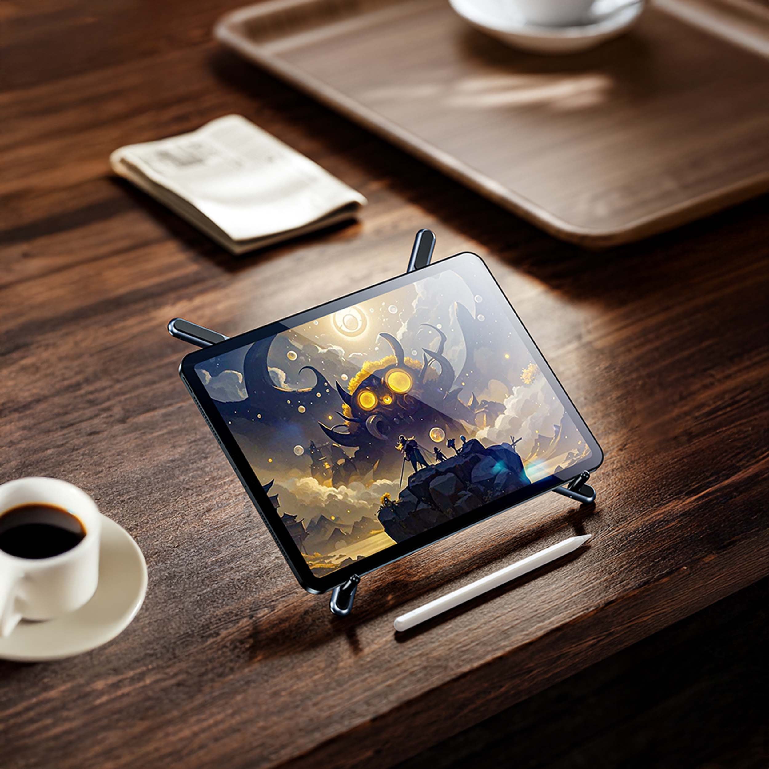 Supporto Pieghevole 3-in-1 Magnetico Altezza Regolabile per Laptop, Tablet e Smartphone - Techly ICA-TBL-X16