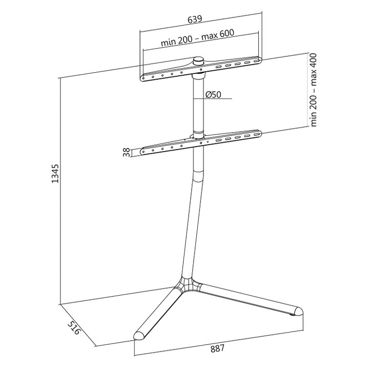 Floor support for TV/LCD/LED/Plasma 49 - 70 " Black V base - Logilink ICA-TR 46 B