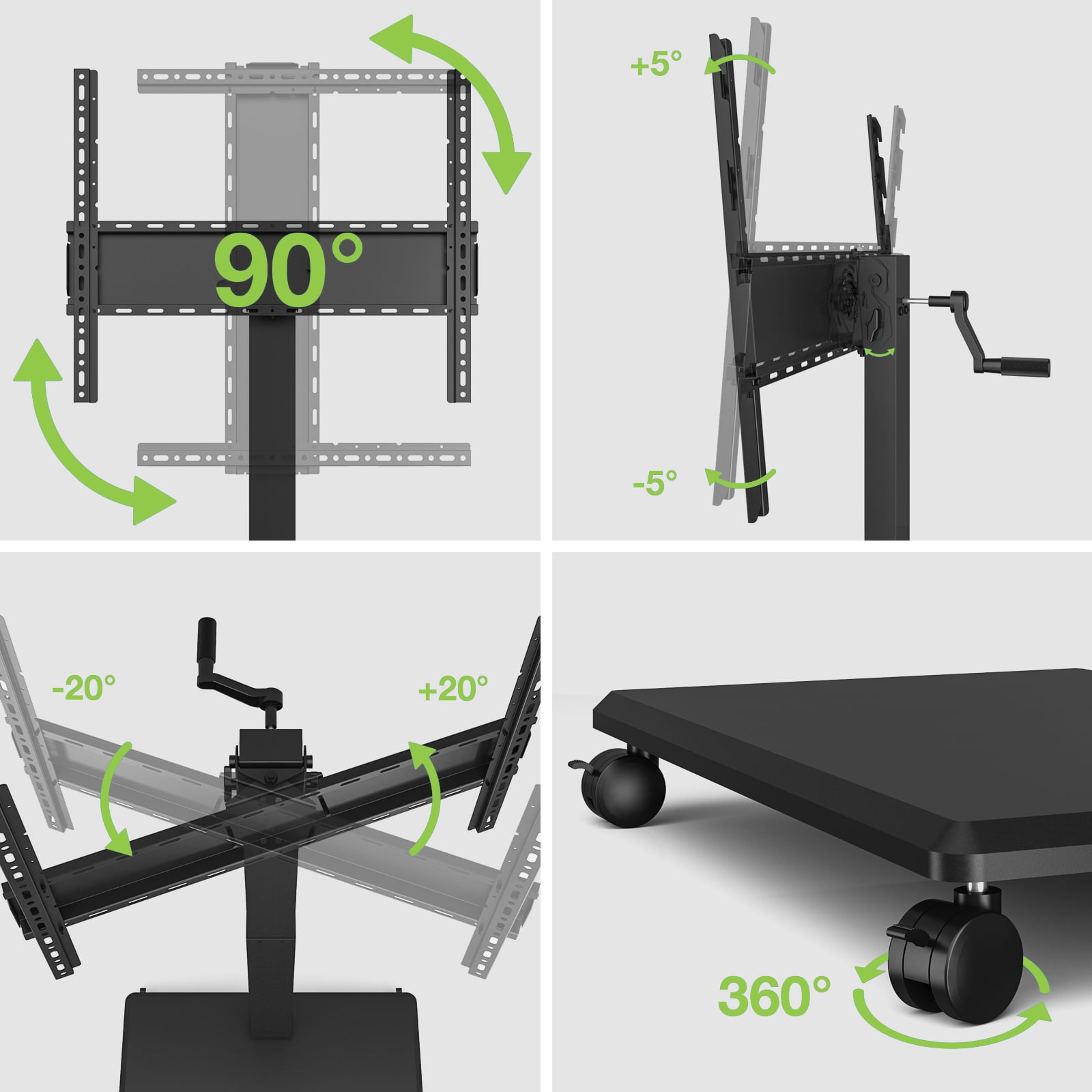 Supporto da Pavimento per TV da 42'' a 75'' con Regolazione Orizzontale o Verticale Nero - Techly ICA-TR101B