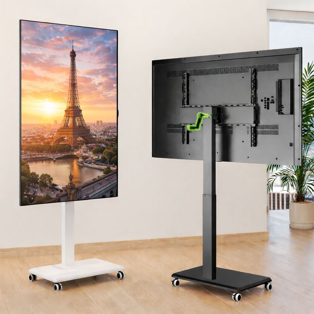 Supporto da Pavimento per TV da 42'' a 75'' con Regolazione Orizzontale o Verticale Nero - Techly ICA-TR101B