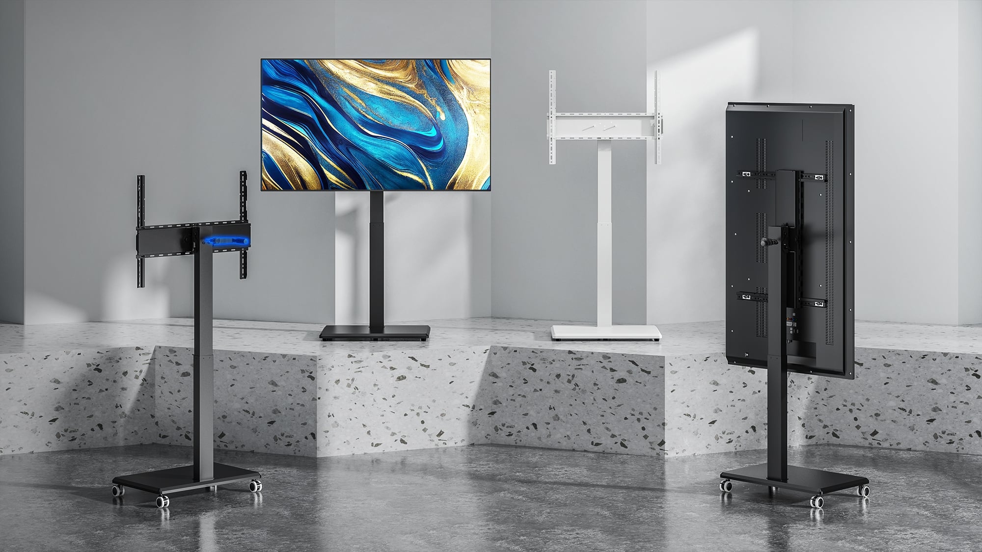Supporto da Pavimento per TV da 42'' a 75'' con Regolazione Orizzontale o Verticale Nero - Techly ICA-TR101B