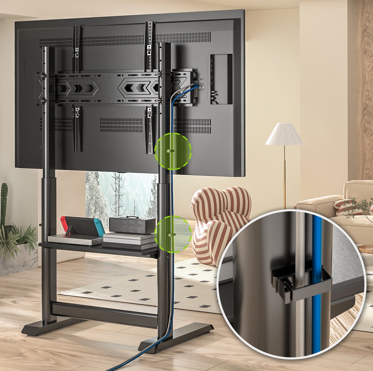 Supporto a Pavimento per TV LCD/LED/Plasma 60-86'' Multifunzione - Techly ICA-TR130BK
