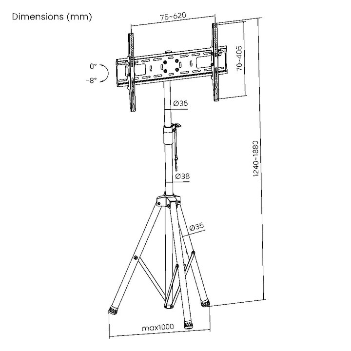 Supporto Treppiede Universale da Pavimento per TV 37-70" - Techly ICA-TR17T