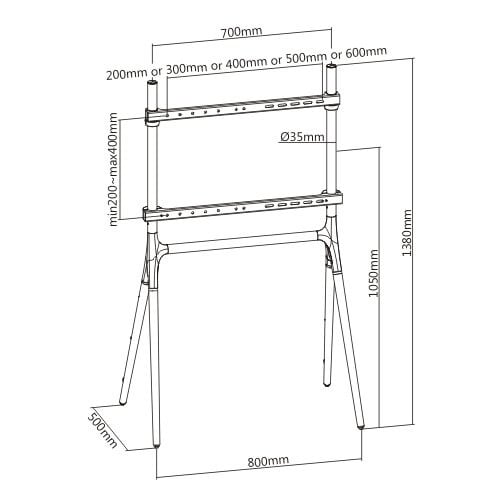 Supporto a Pavimento per TV LCD/LED/Plasma 49-70'' stile cavalletto - Techly ICA-TR19