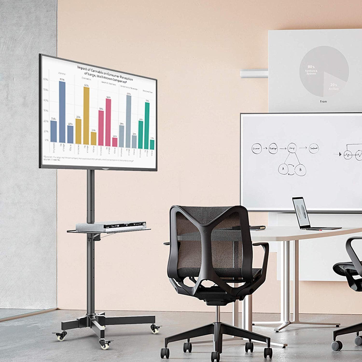Supporto a Pavimento con Mensola Trolley TV LCD/LED/Plasma 23''-55'' - Techly ICA-TR21