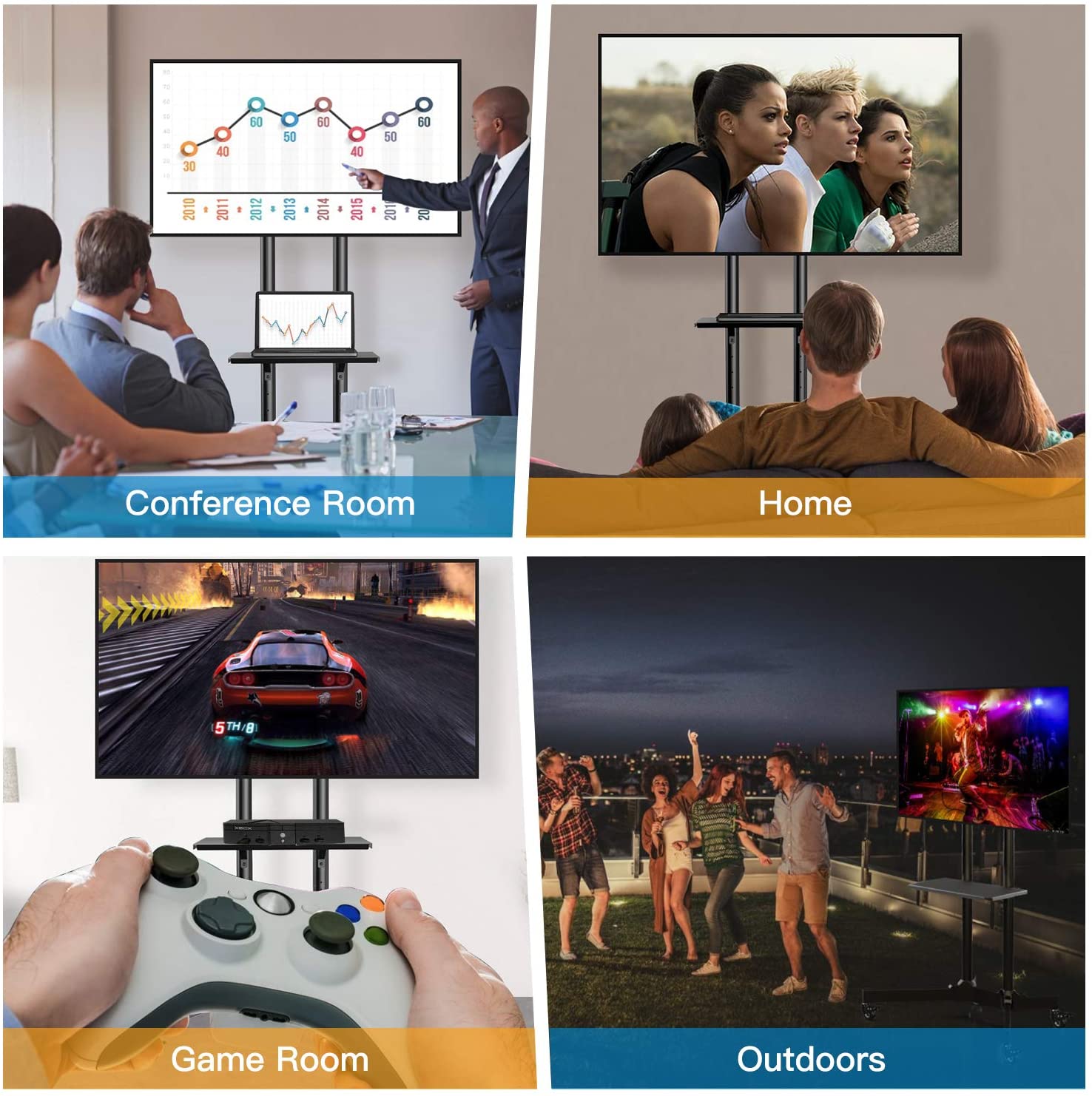 Trolley da Pavimento con Mensola per TV LCD/LED/Plasma 37-70'' - Techly ICA-TR216T