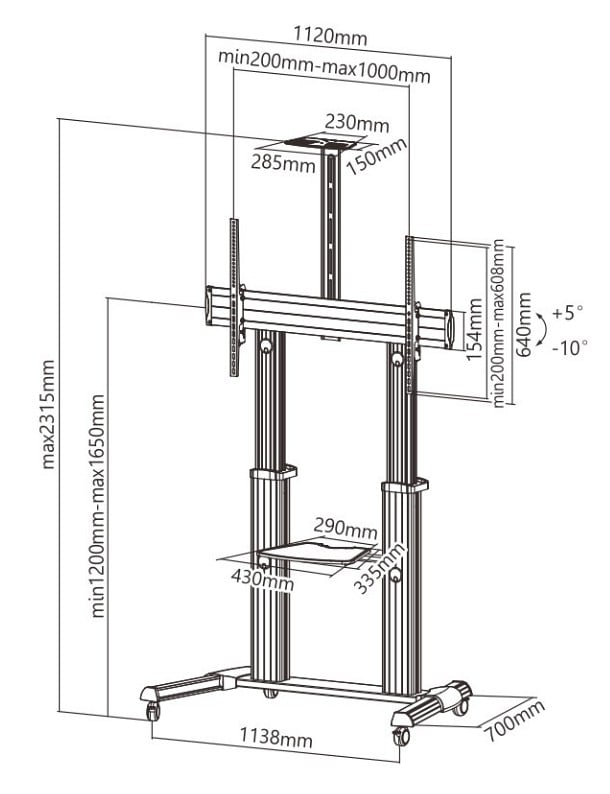 Supporto mobile da pavimento per TV Ultra larghe 60-100'' - Techly ICA-TR24