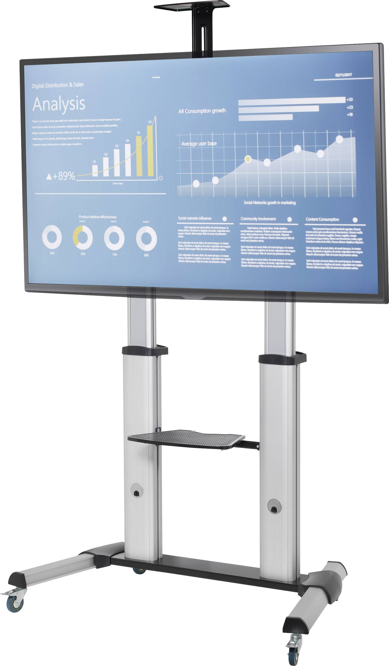 Supporto mobile da pavimento per TV Ultra larghe 60-100'' - Techly ICA-TR24