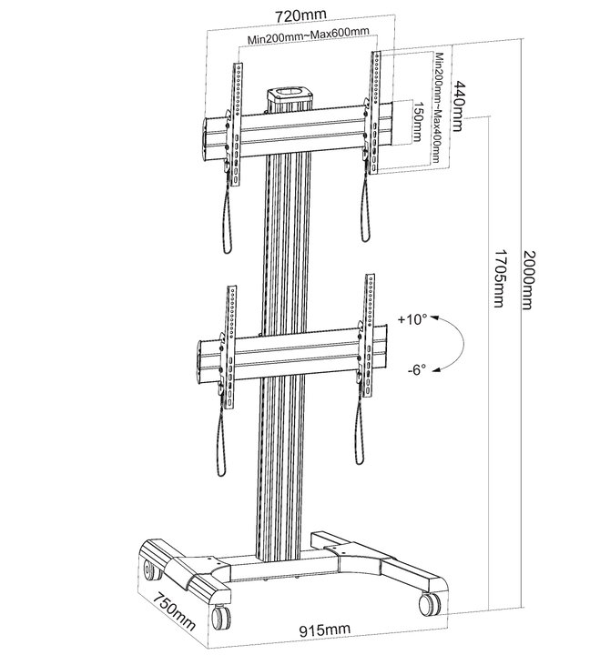 2 LCD/LED 32 - 60 " Video Wall Support - Techly ICA-TR 2 VW
