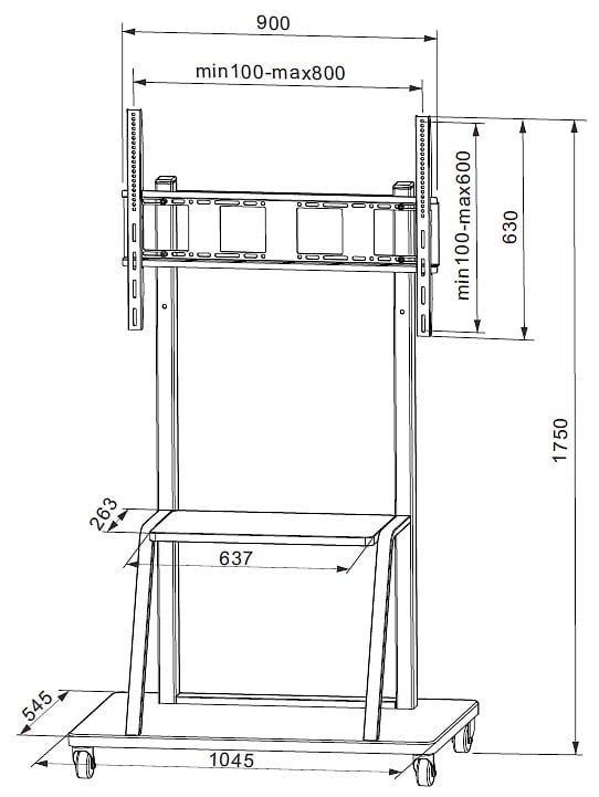Supporto a Pavimento con Mensola per TV LCD/LED/Plasma 55-100'' - Techly ICA-TR30