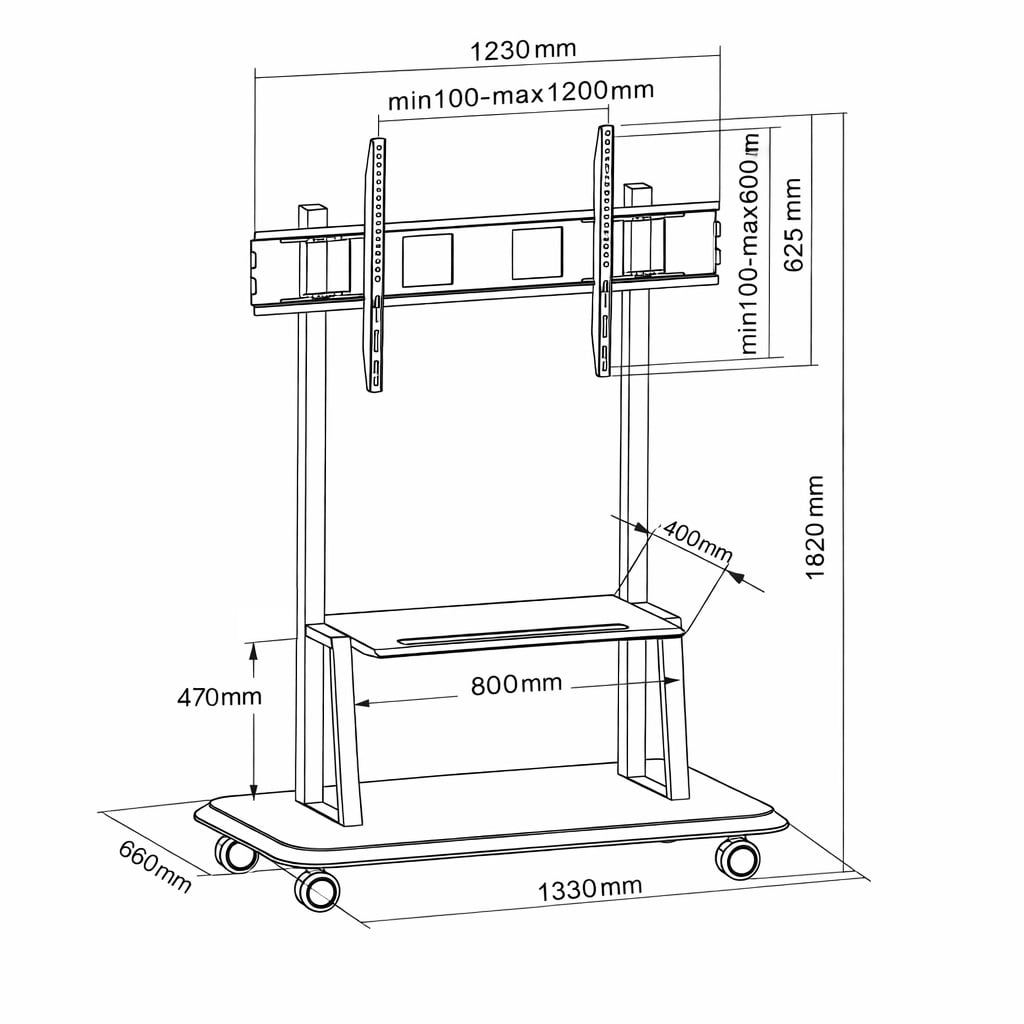 Supporto a Pavimento con Mensola per TV LCD/LED/Plasma 55-120'' - Techly ICA-TR31