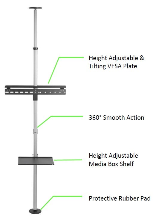 Supporto da Pavimento a Soffitto per TV LCD/LED/Plasma 37-70'' - Techly ICA-TR32
