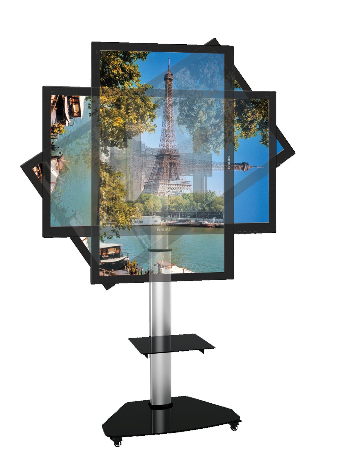 Supporto a Pavimento con Mensola Trolley TV LCD/LED/Plasma 37-70'' Silver - Techly ICA-TR3SL