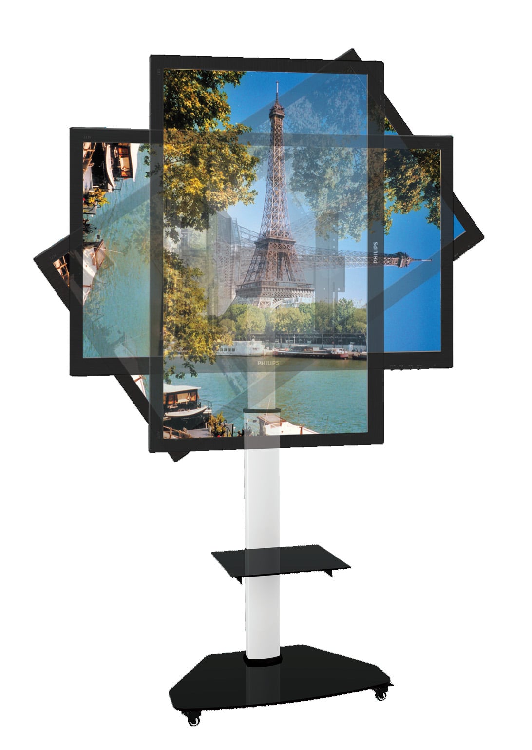 Supporto a Pavimento con Mensola Trolley TV LCD/LED/Plasma 37-70'' Bianco - Techly ICA-TR3WH