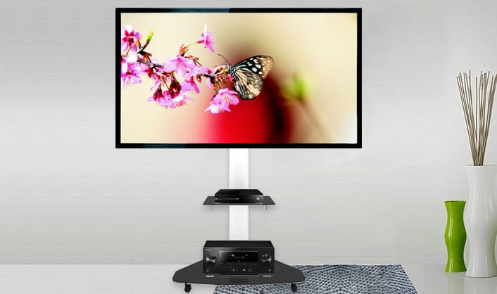 Supporto a Pavimento con Mensola Trolley TV LCD/LED/Plasma 37-70'' Bianco - Techly ICA-TR3WH