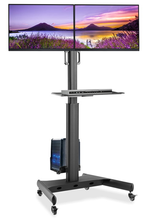 Trolley da Pavimento con Mensola e Porta PC per 2 TV 13-32" - Techly ICA-TR42