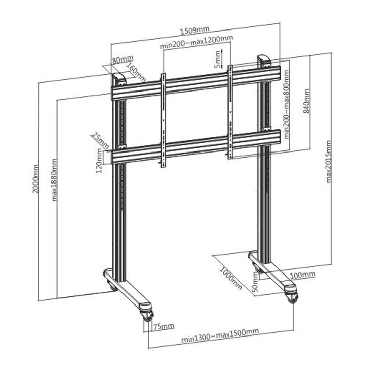 Trolley da Pavimento Mobile per TV LCD/LED/Plasma 70-120" - Techly NP ICA-TR43