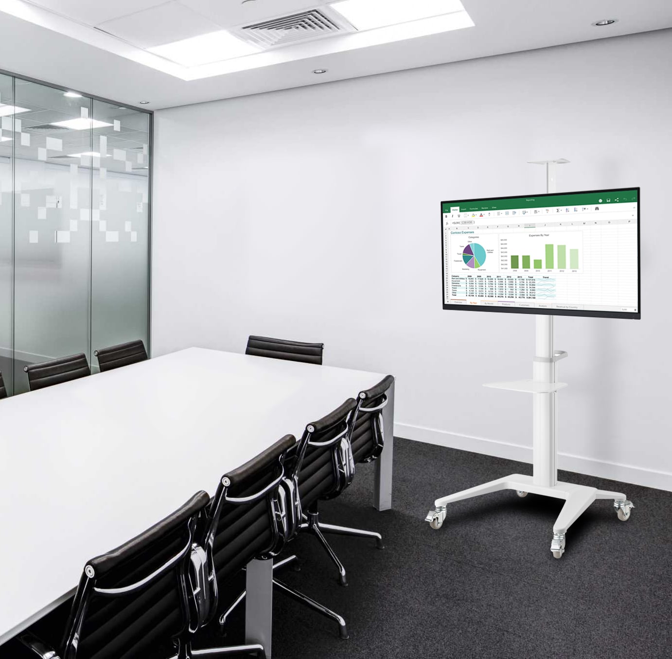 Supporto da Pavimento per TV da 37'' a 70'' Bianco - Techly ICA-TR48W
