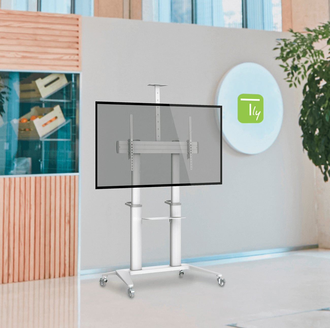 Supporto da Pavimento per TV da 70'' a 120'' Bianco - Techly ICA-TR49W