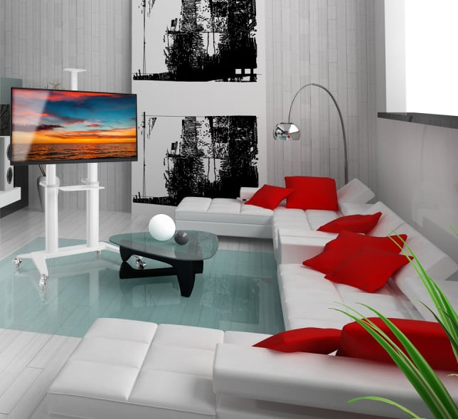 Supporto da Pavimento per TV da 70'' a 120'' Bianco - Techly ICA-TR49W